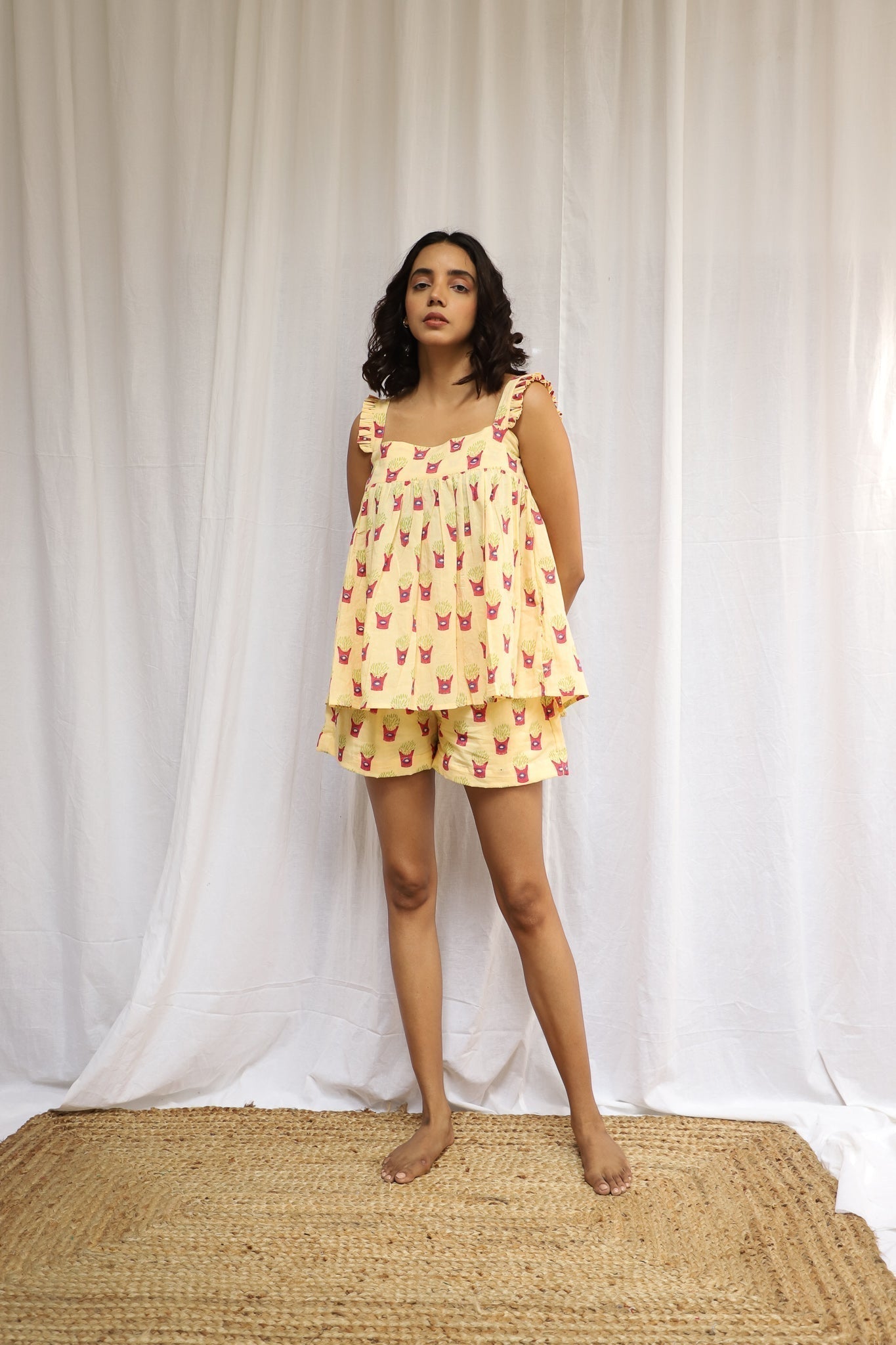 Yellow French Fries Short Set